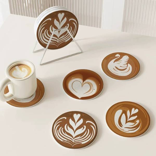 [ Set 10 Cái ] Lót Cốc [ Làm Từ Đất Tảo Thấm Hút Cao Cấp / Có Thể Vệ Sinh / Dày 9mm ] - 22133