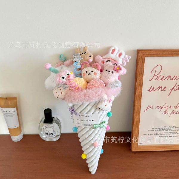 [ Set 2 Bó ] Hoa Gấu Bông [ Hoa + Túi + Dây Đèn+ Thiệp 20*30 ] - 16384