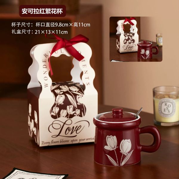 [ Set 2 Cái ] Ly Cốc Sứ [ Nắp + Thìa + Hộp Đẹp ] - 17985