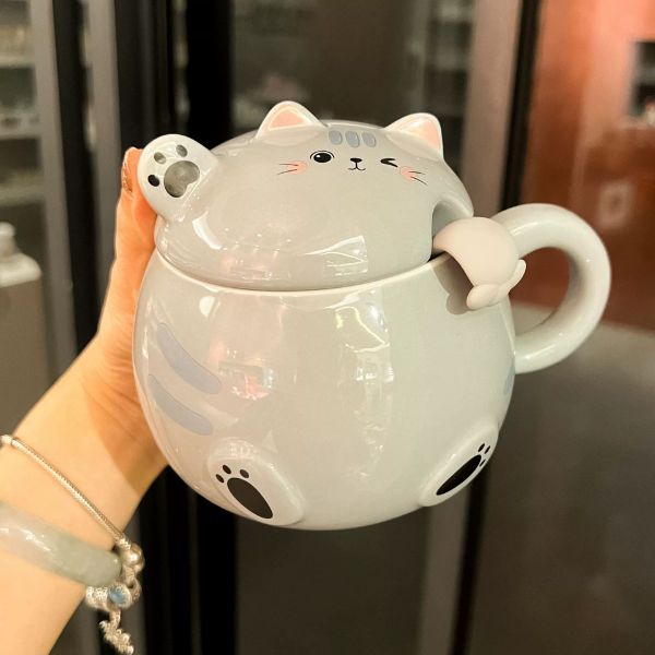 [ Set 2 Cái ] Ly Cốc Sứ [ Nắp + Thìa ] - 17986