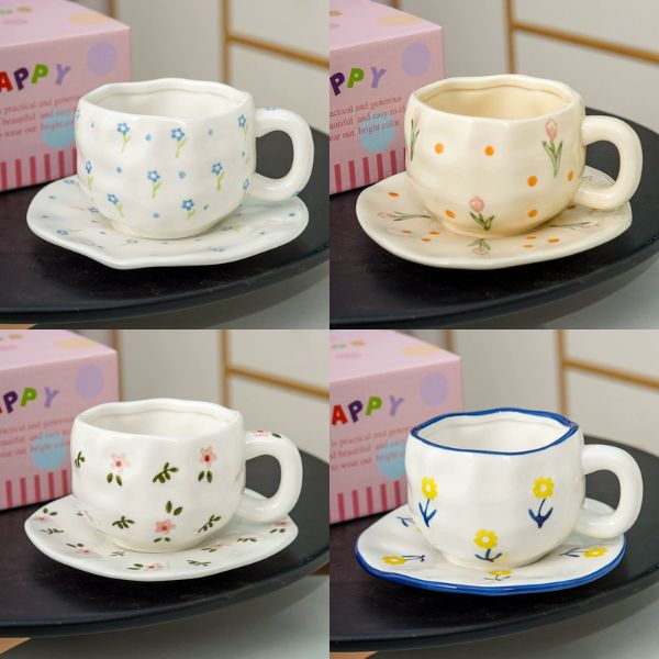 [ Set 2 Cái ] Ly Cốc Sứ + Đĩa - 18478