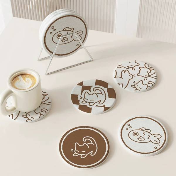 [ Set 10 Cái ] Lót Cốc [ Làm Từ Đất Tảo Thấm Hút Cao Cấp / Có Thể Vệ Sinh / Dày 9mm ] - 22133