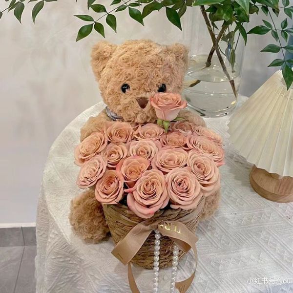 [ Set 2 Bộ ] Gấu Ôm Hoa [ 11 Hoa + Gấu 40cm ] - 922838