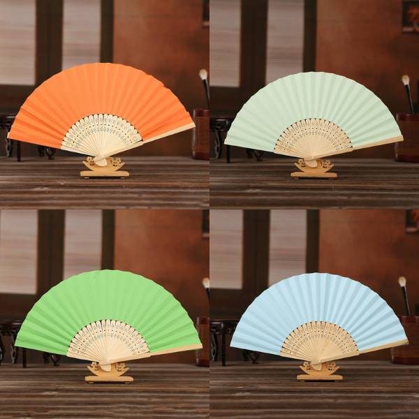 [ Set 10 Cái ] Quạt Xếp Màu Pastel - 21614