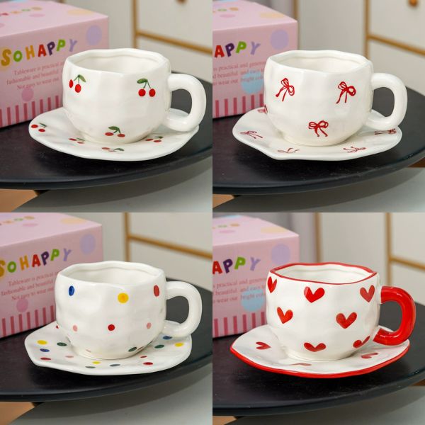 [ Set 2 Cái ] Ly Cốc Sứ + Đĩa - 18478