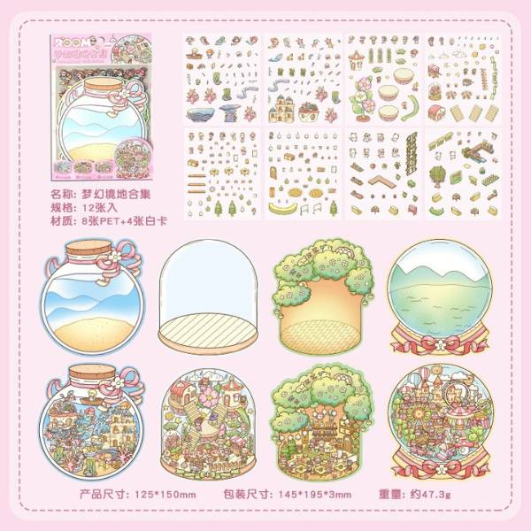 [ Set 12 Bộ ] Sticker Trang Trí 3D [ 1 Bộ 8 Khung Cảnh ] - 19993