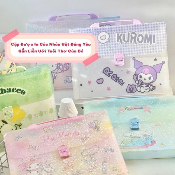 [ Set 3 Tập ] Cặp Hồ Sơ Sanrio [ 12 Ngăn / 33*23.5*38cm ] - 19188
