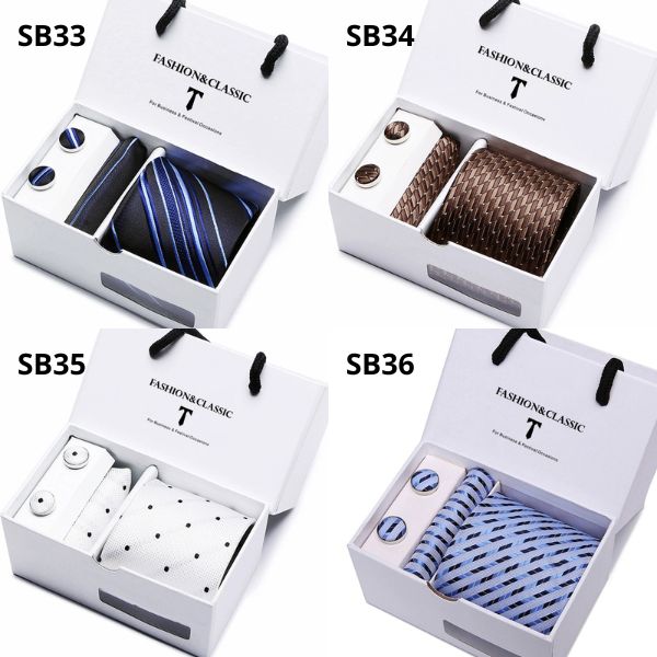 [ Set 2 Bộ Quà Tặng 5 Món ] Cà Vạt 146*75*35mm / Khăn 250*250mm - 18581