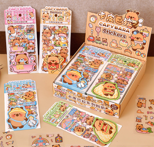 [ Set 100 Túi ] Sticker Capybara ( 1 Túi 4 Tấm ) - 920303