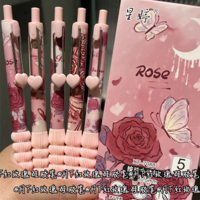 [ Set 4 Hộp ] Bút Bi Hoa Hồng Đỏ ( Hộp 5 Cây ) - 920620