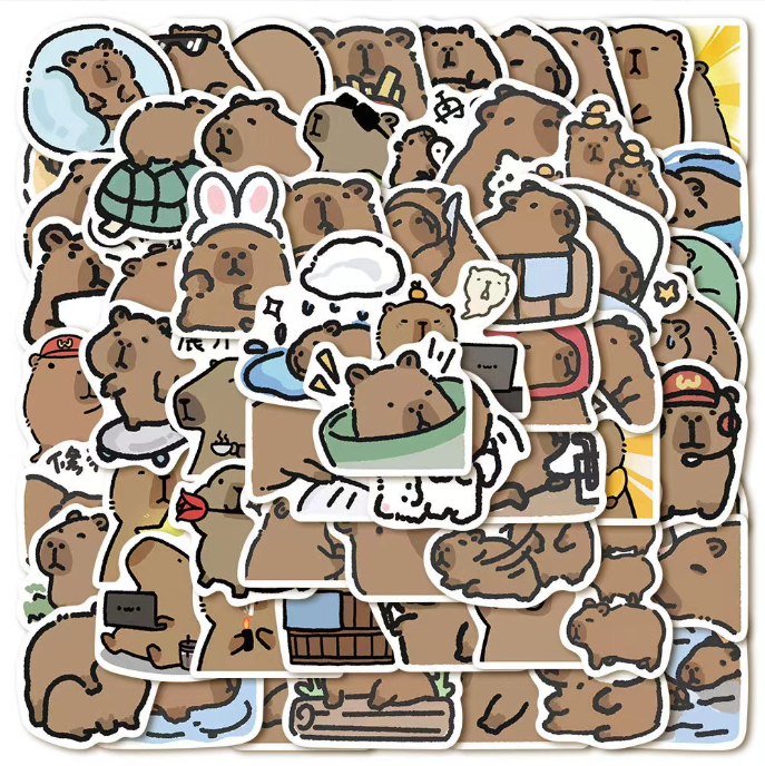 [ Set 10 Túi ] Sticker PVC Capybara ( 1 Túi 62 Miếng ) - 920912