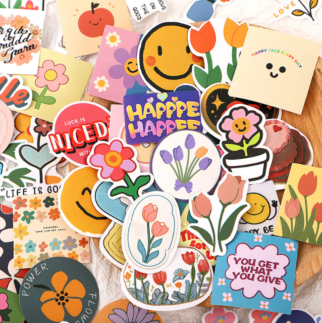 [ Set 10 Túi ] Sticker PVC Flowers ( 1 Túi 74 Miếng ) - 920927