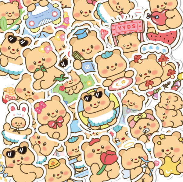 [ Set 10 Túi ] Sticker PVC Gấu Mật Ong ( 1 Túi 100 Miếng ) - 920933