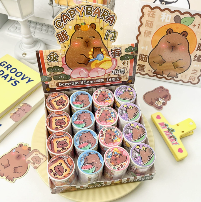 [ Hộp 16 Cuộn ] Washi Capybara - 921151