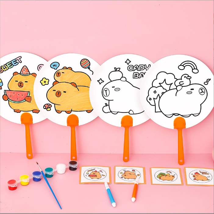 [ Set 50 Cái ] Quạt Handmade Capybara ( Không Kèm Màu ) - 921358