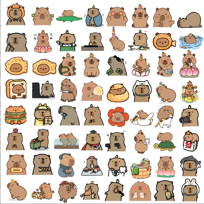 [ Set 10 Gói ] Sticker Capybara ( 1 Gói 60 Miếng ) - 921445