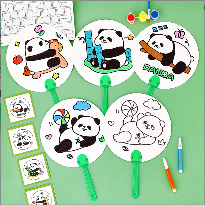 [ Set 50 Cái ] Quạt Cầm Tay Handmade Panda - 921642