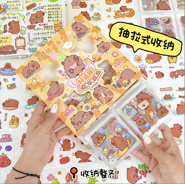 [ Set 5 Hộp ] Sticker Capybara ( Hộp 100 Tấm 8cm ) -  921665