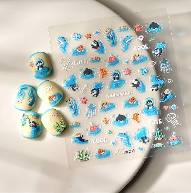 [ Set 12 Túi ] Sticker Dán Nail 5D, Dập Nổi, Chống Nước, Keo Cao Cấp - 922323