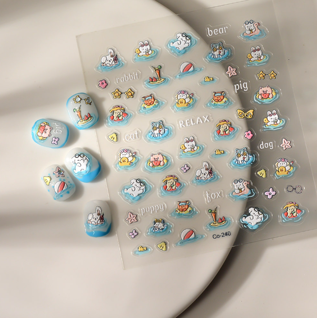 [ Set 12 Túi ] Sticker Dán Nail 5D, Dập Nổi, Chống Nước, Keo Cao Cấp - 922324