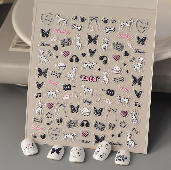 [ Set 12 Túi ] Sticker Dán Nail 5D, Dập Nổi, Chống Nước, Keo Cao Cấp - 922355