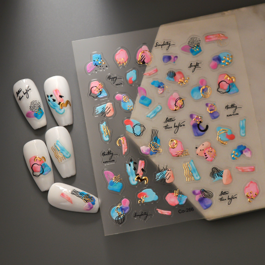 [ Set 12 Túi ] Sticker Dán Nail 5D, Dập Nổi, Chống Nước, Keo Cao Cấp - 922371