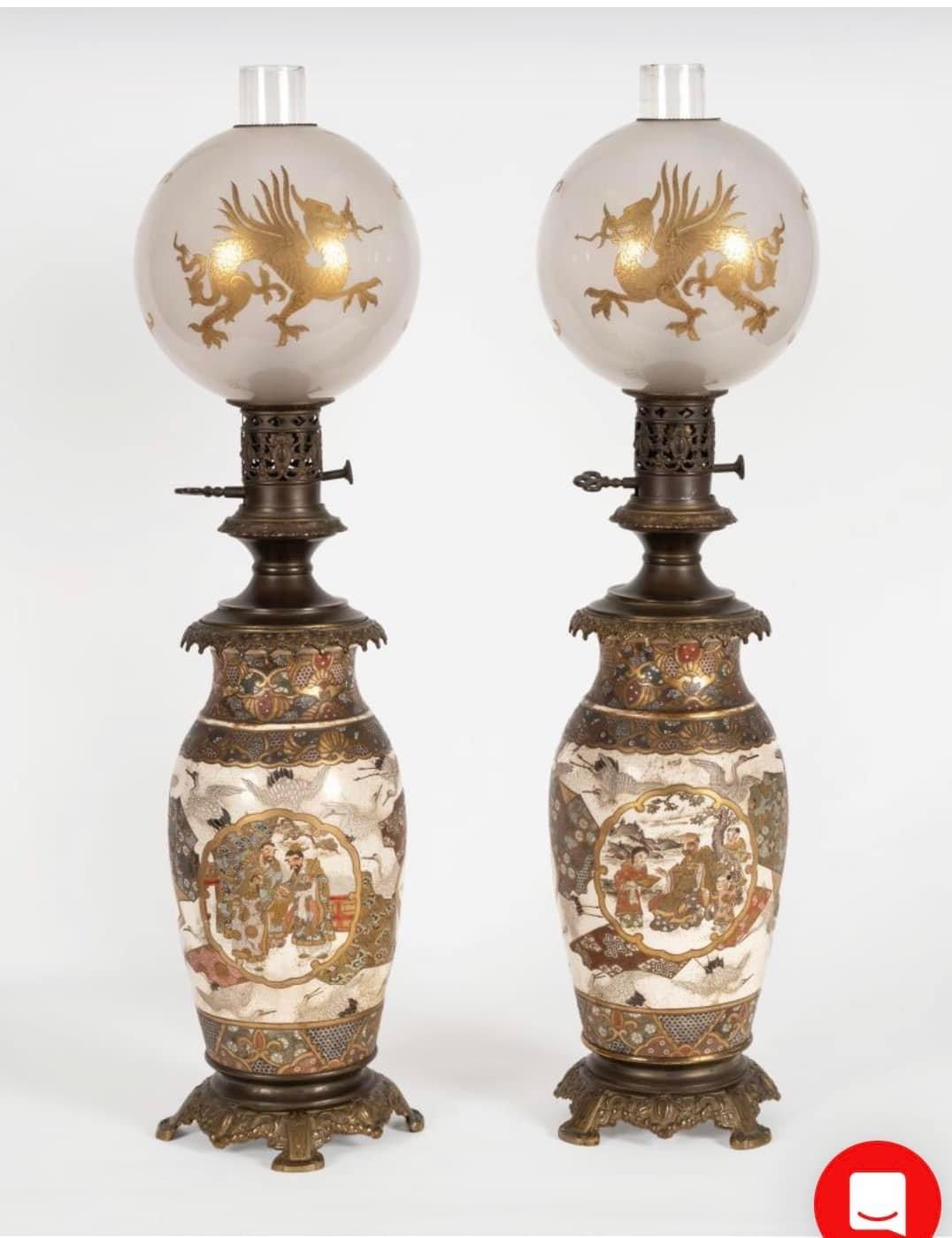 CẶP ĐÈN DẦU CỔ LAM RỒNG