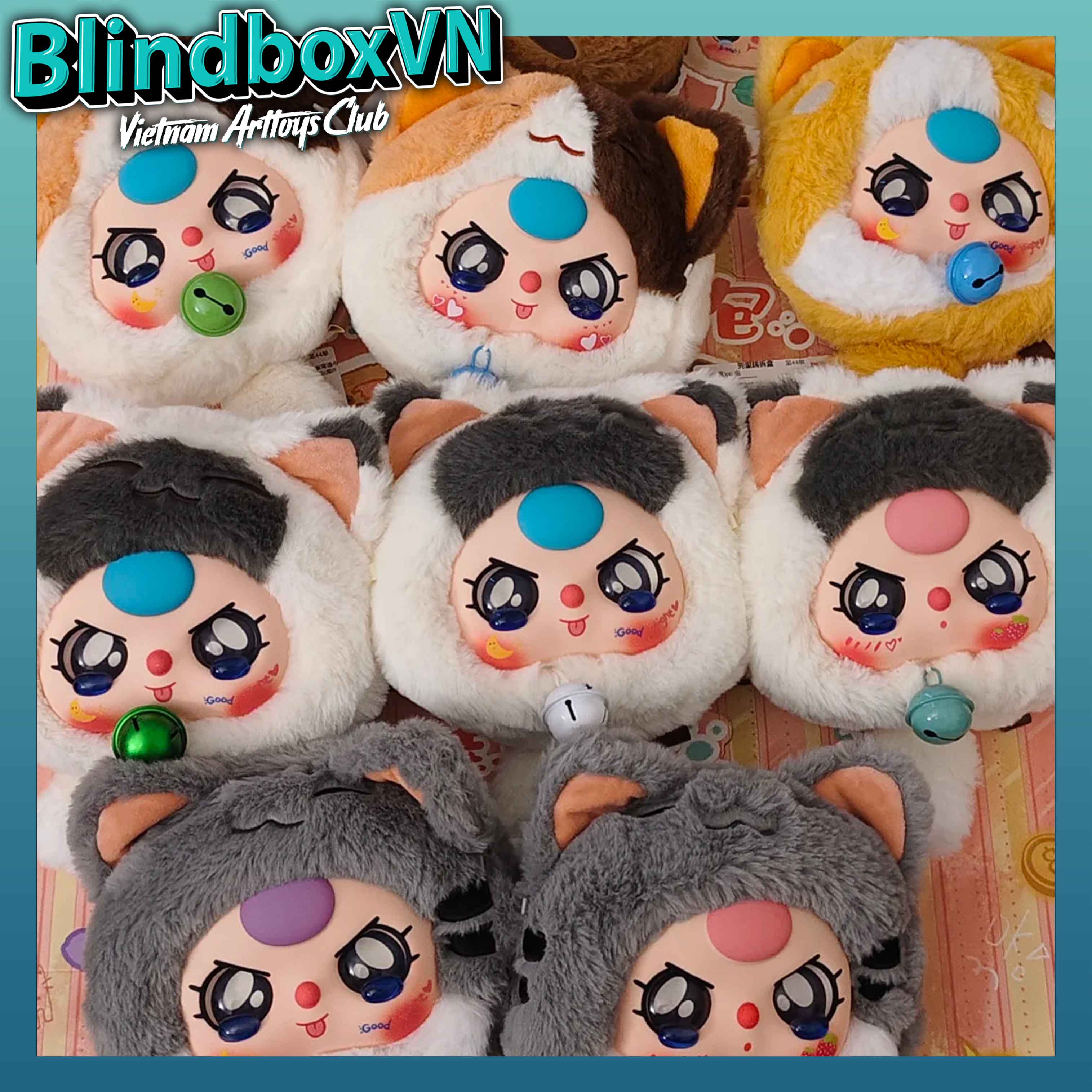Baby Three Lucky Cat Zipper Bag Series Mèo thần tài