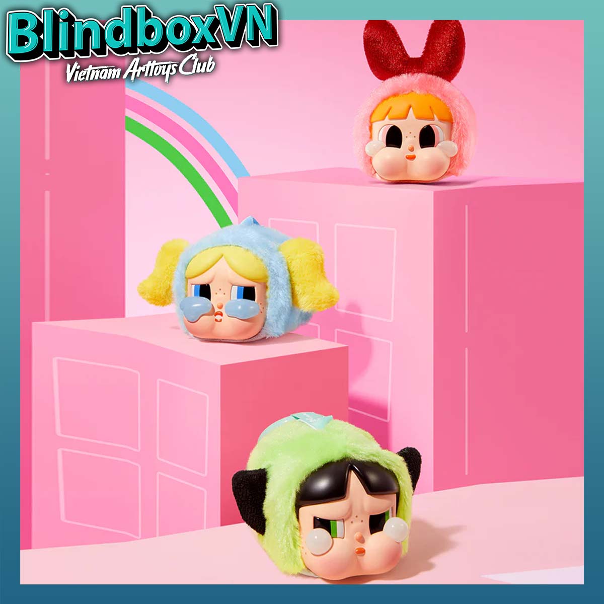 POP MART Crybaby × The Powerpuff Girls Series Vinyl Plush Pendant Blind Box ( Chính hãng )