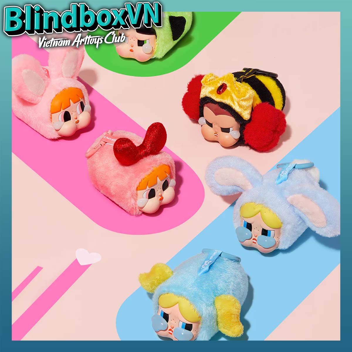 POP MART Crybaby × The Powerpuff Girls Series Vinyl Plush Pendant Blind Box ( Chính hãng )