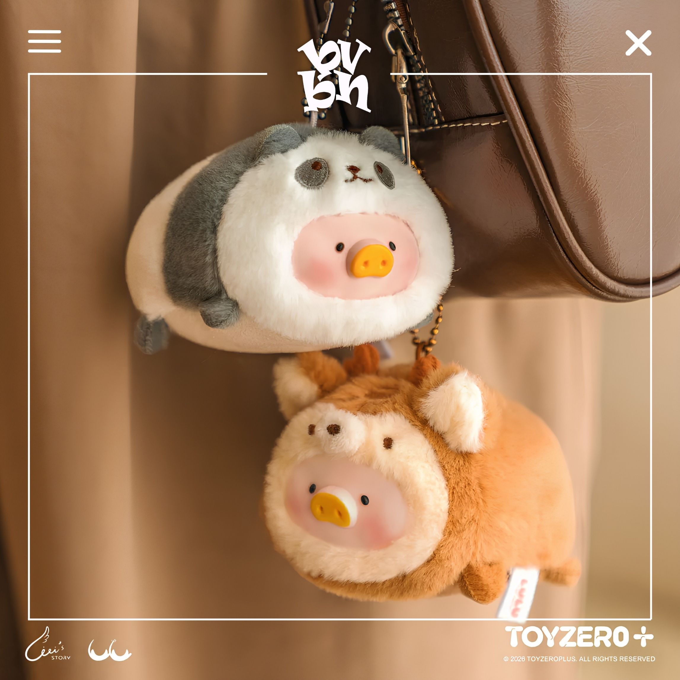 LuLu the Piggy Animal Party Vol 2 - Stick Together PVC Face Plush Keychain Blindbox