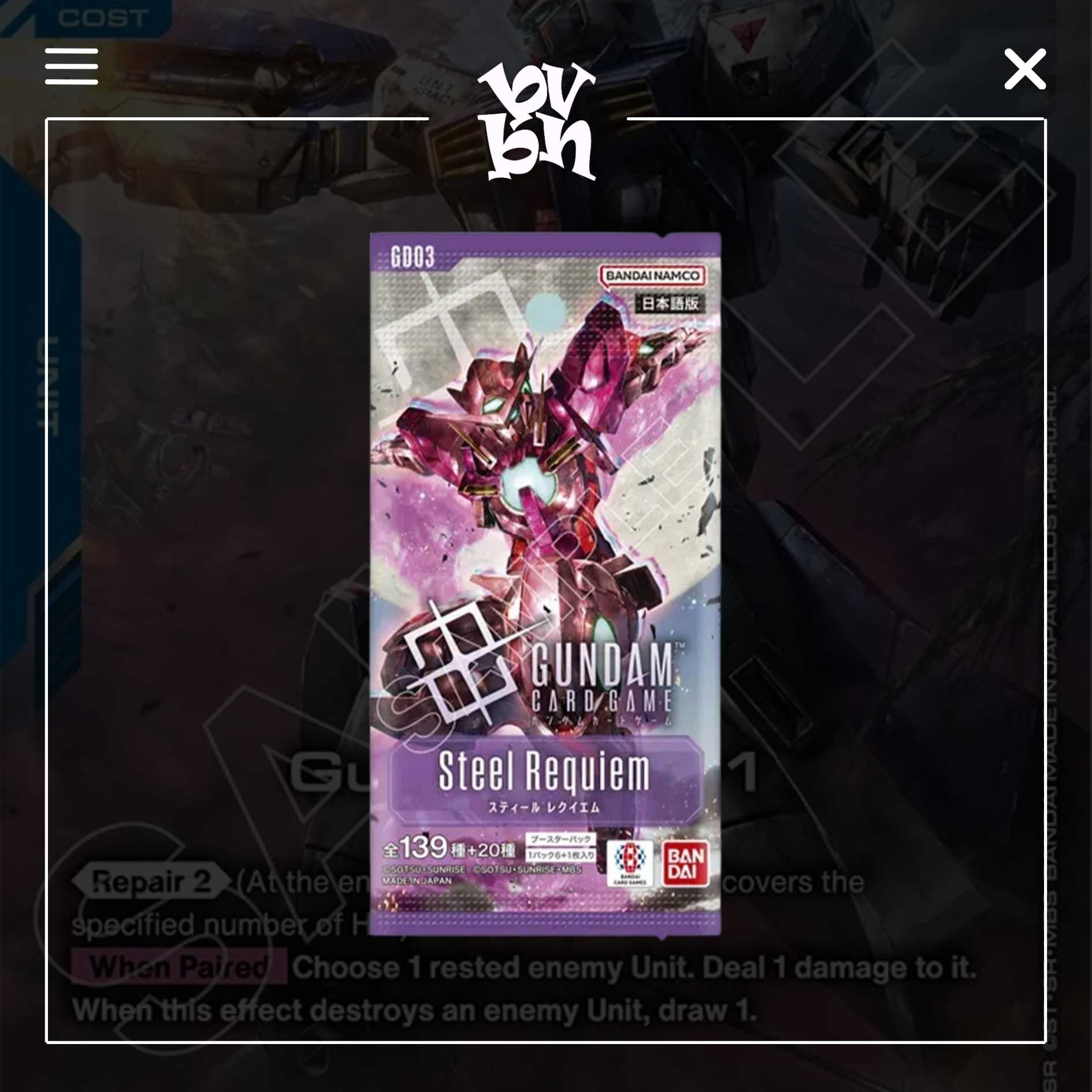 Thẻ bài TCG Gundam Steel Requiem GD03