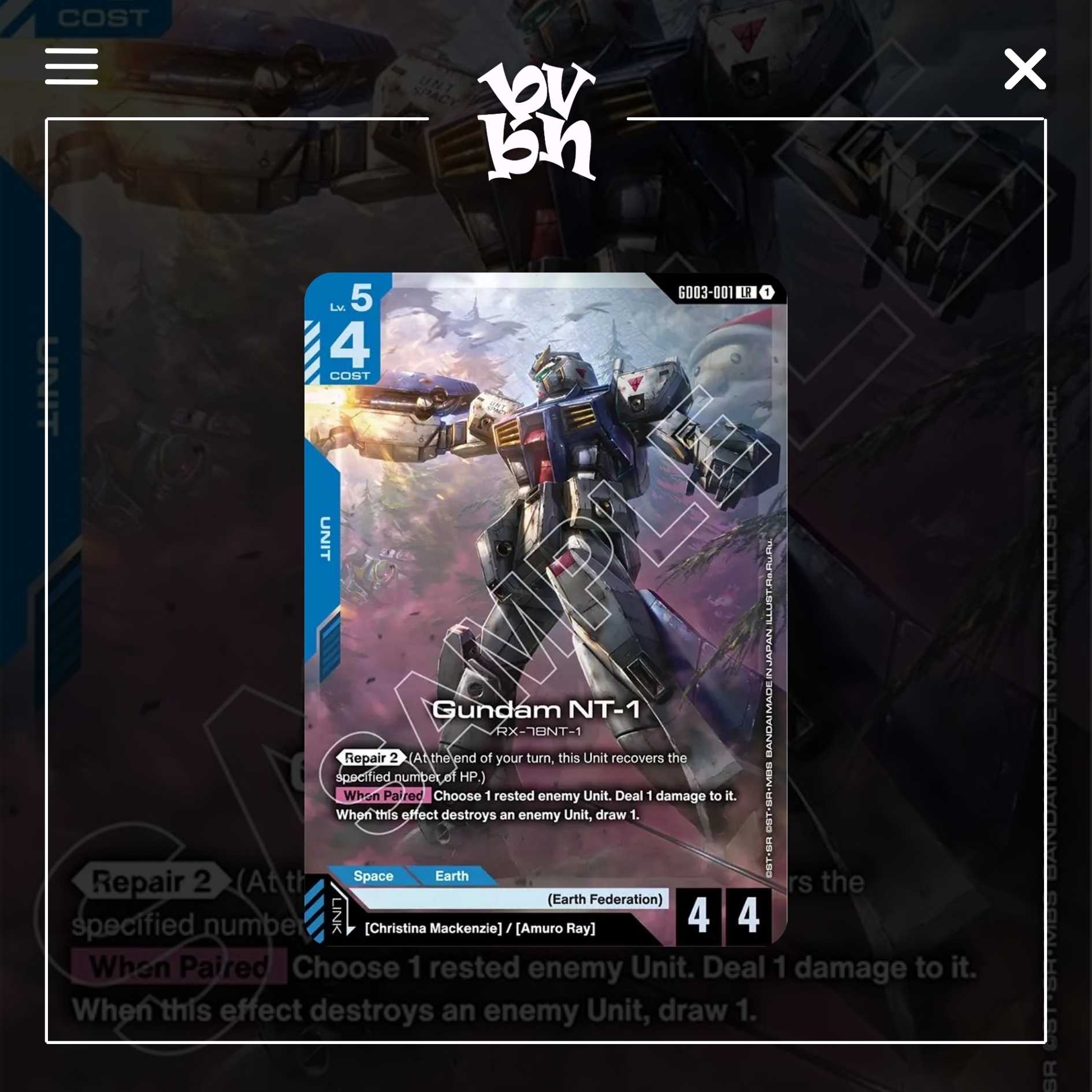 Thẻ bài TCG Gundam Steel Requiem GD03