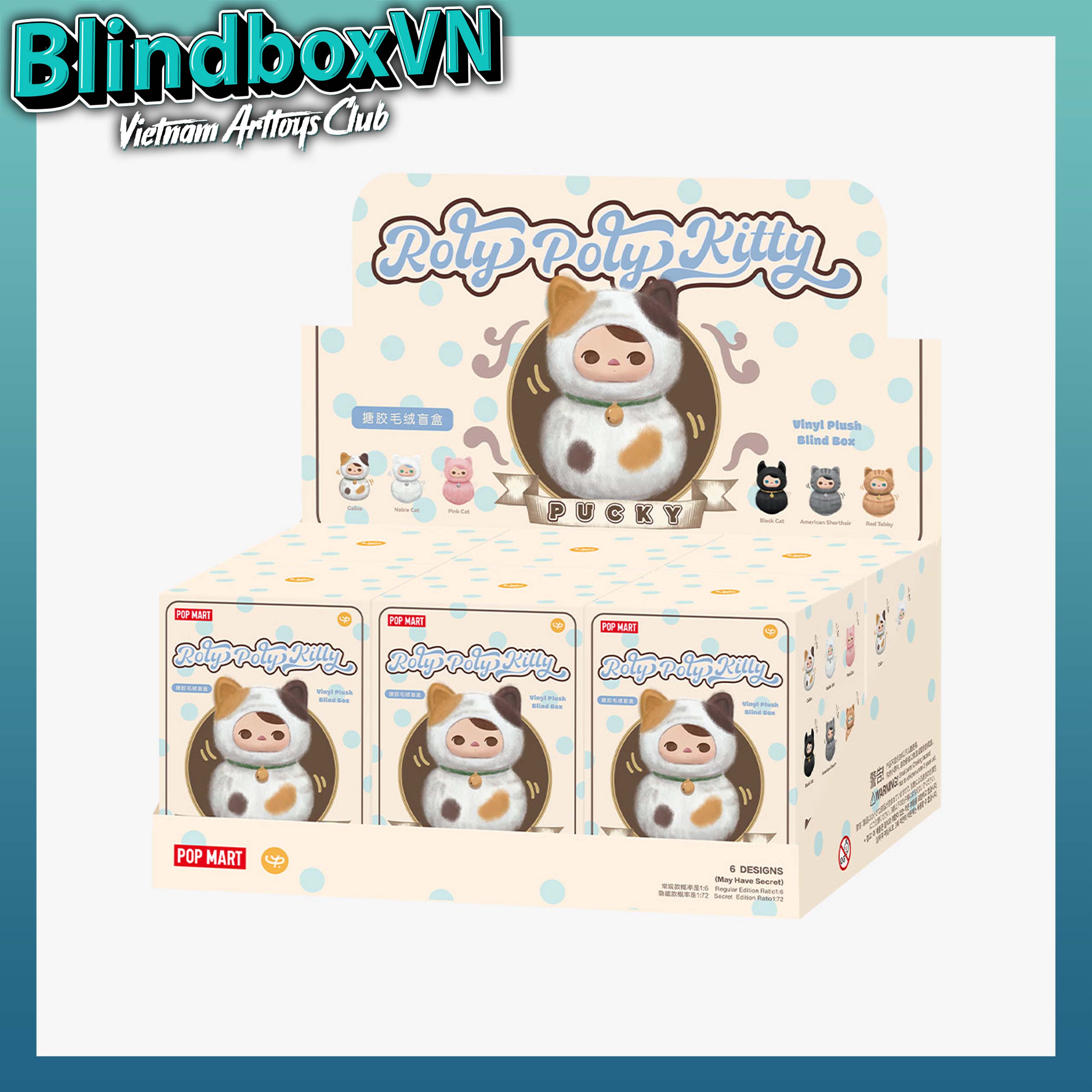Popmart Rolie POP MART PUCKY Roly-Poly Kitty Series