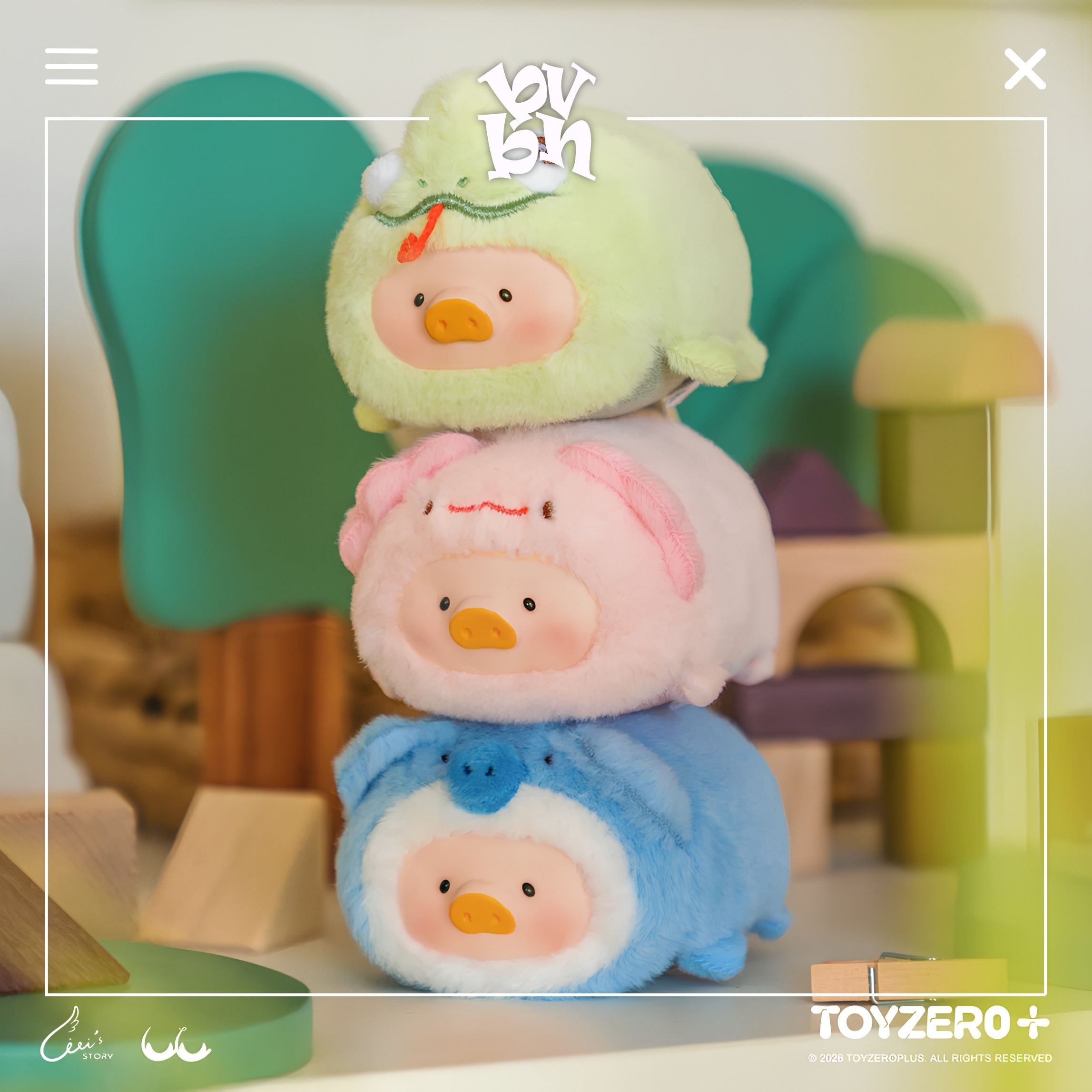 LuLu the Piggy Animal Party Vol 2 - Stick Together PVC Face Plush Keychain Blindbox