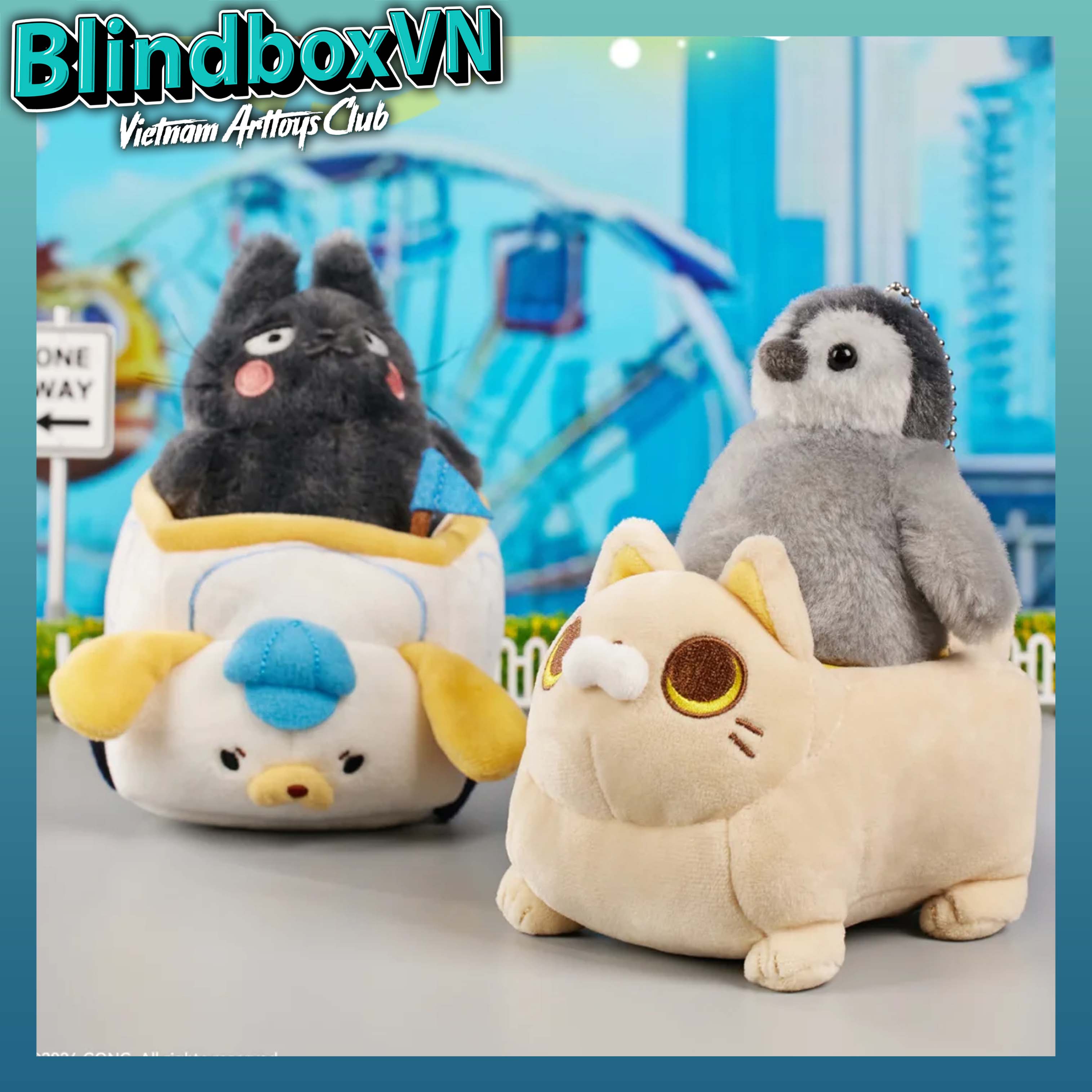 GONG Original Roaming Series Plush Toy Car BlindBox Xe chở Labubu