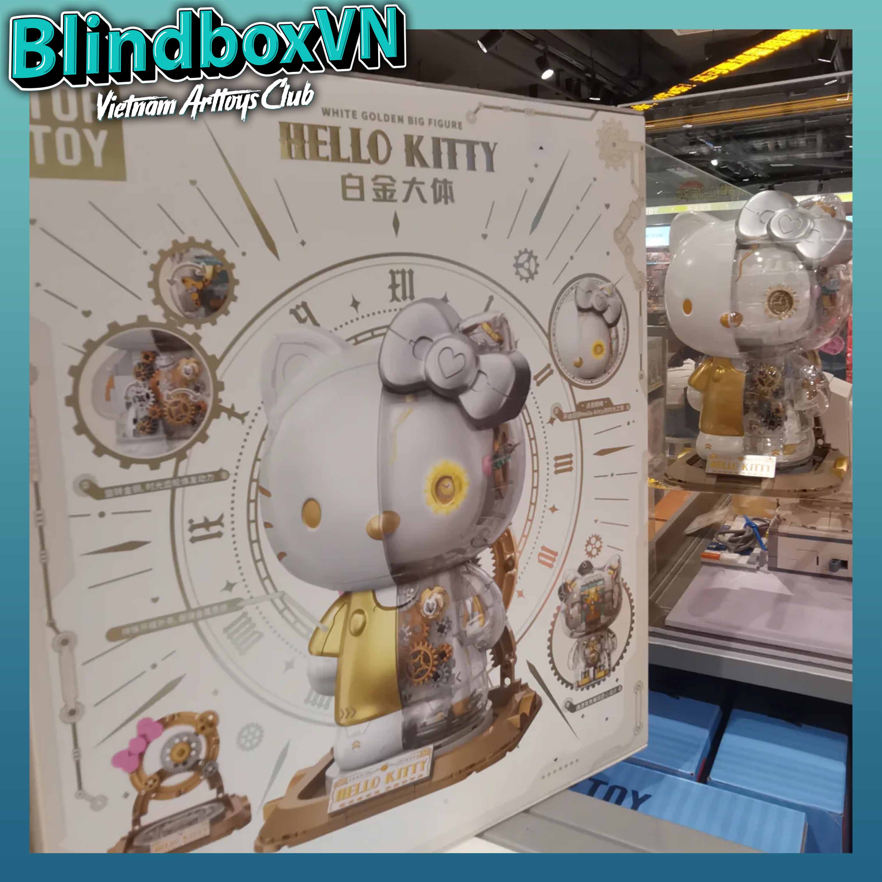 TOP TOY Hello Kitty White Golden Big Figure Building Bricks