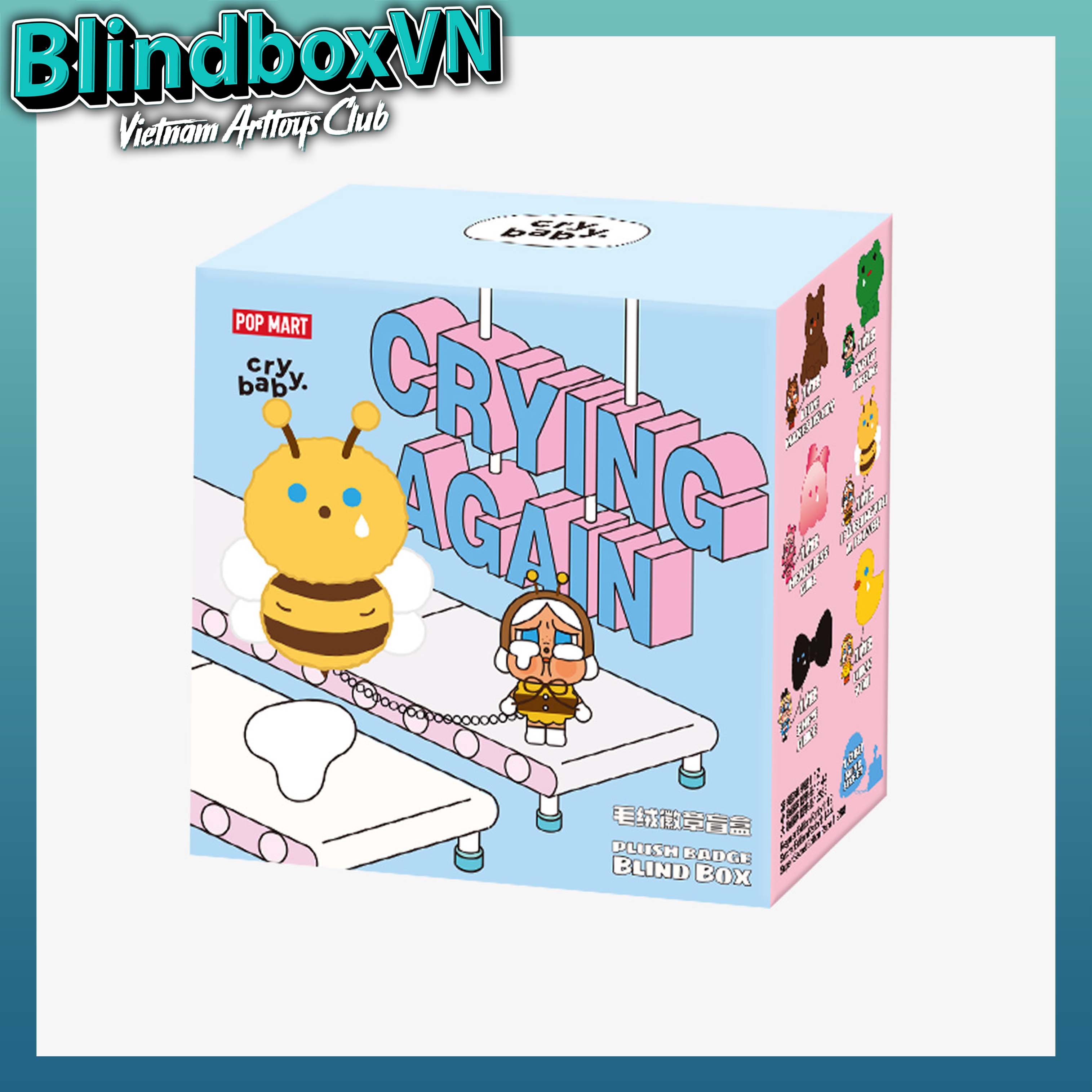 POPMART CRYBABY Crying Again Series-Plush Badge Blind Box