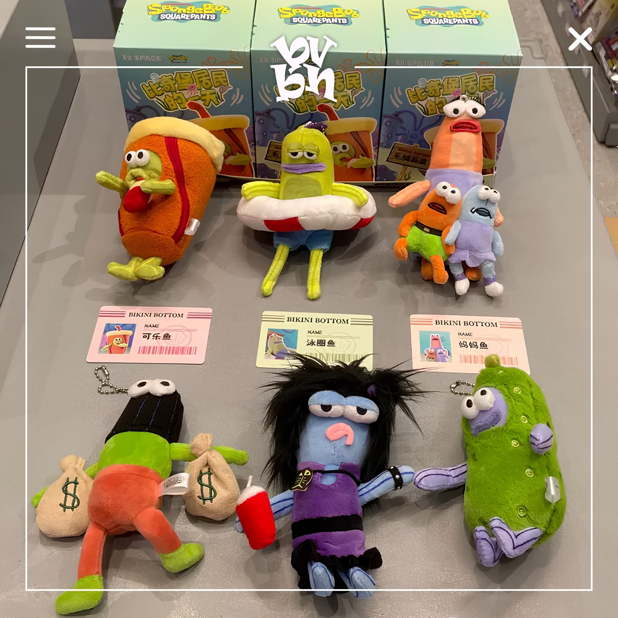 Móc khóa bông SpongeBob Bikini Bottom Blind Box – Plush Pendant  X11