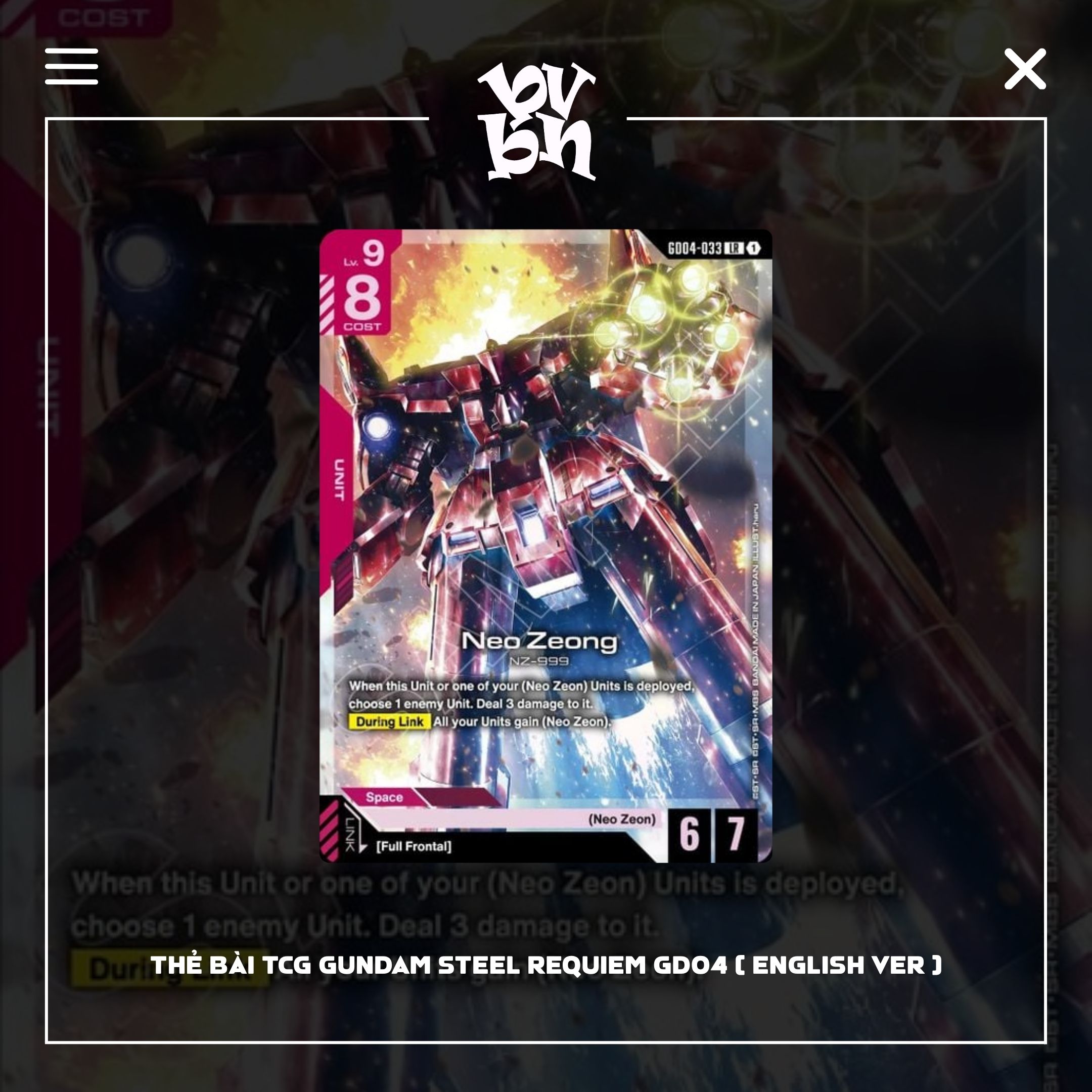 Thẻ bài TCG Gundam Steel Requiem GD04 ( English Ver )