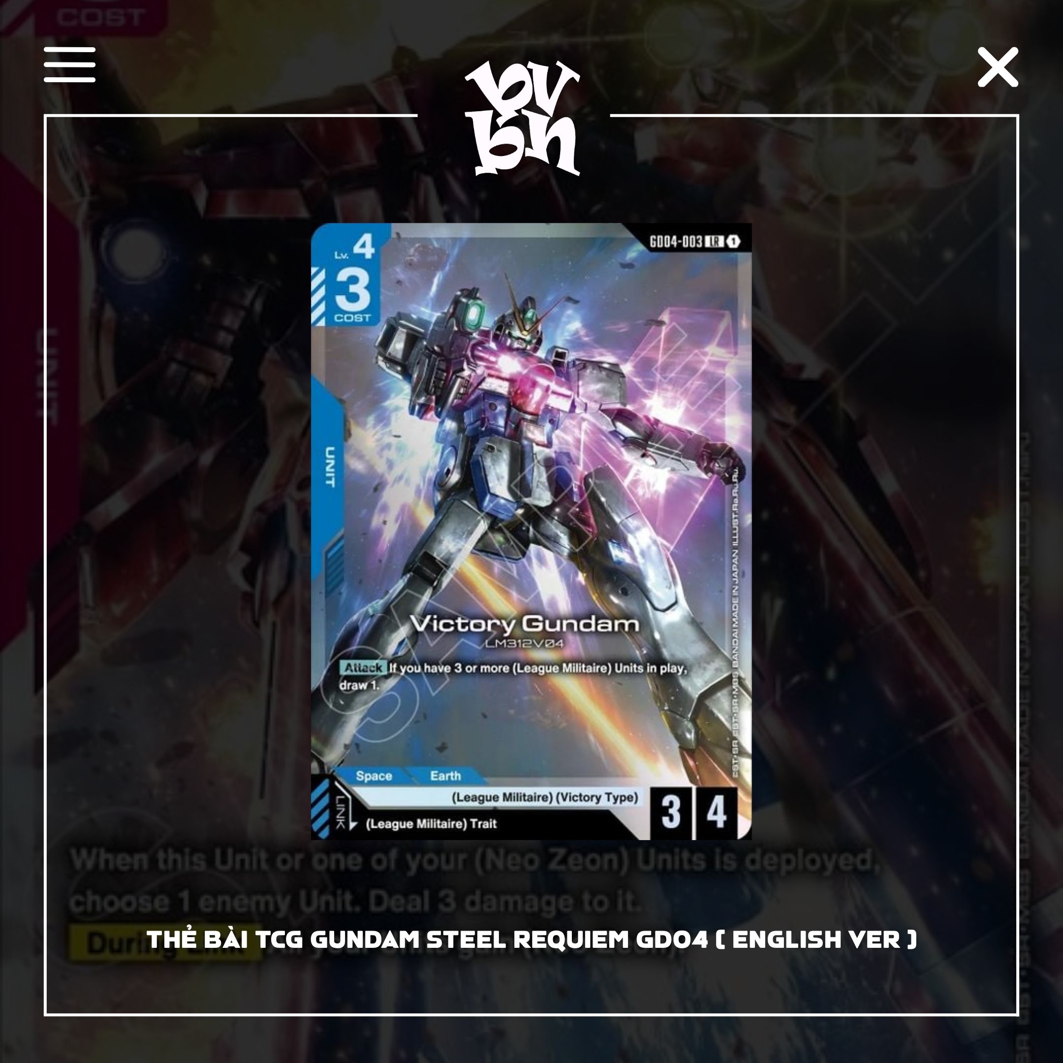 Thẻ bài TCG Gundam Steel Requiem GD04 ( English Ver )