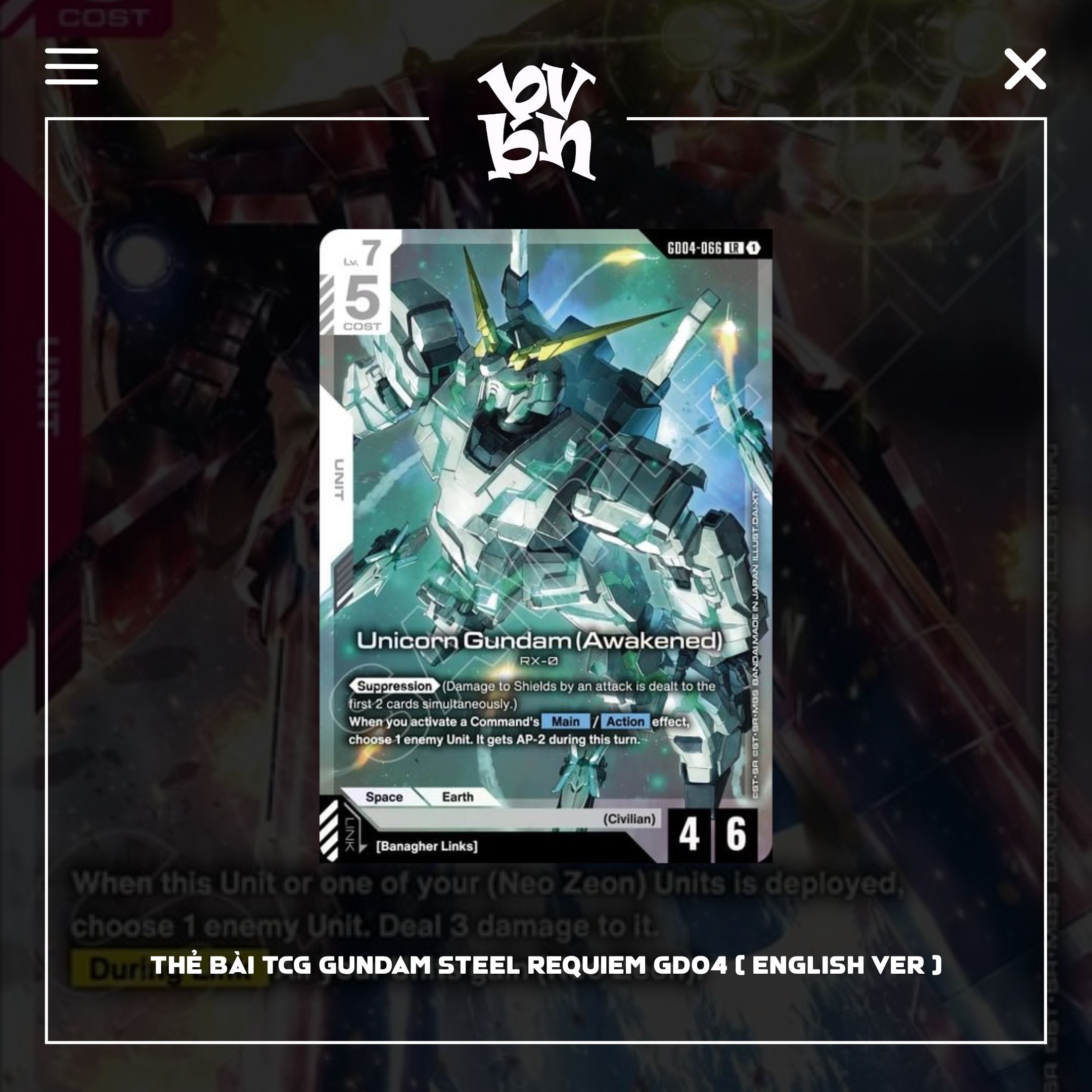 Thẻ bài TCG Gundam Steel Requiem GD04 ( English Ver )
