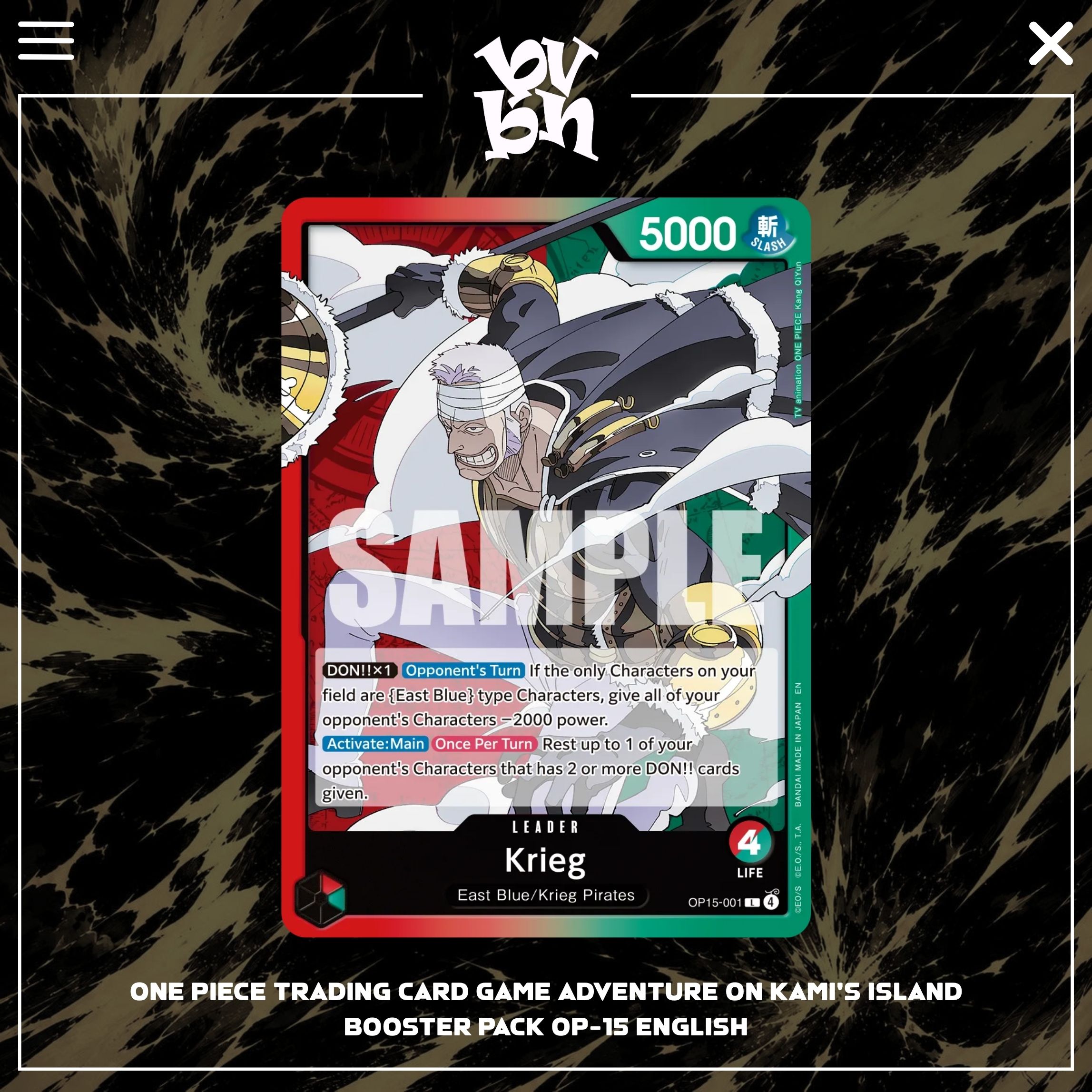 One Piece Trading Card Game Adventure on KAMI's Island Booster Pack OP-15 English