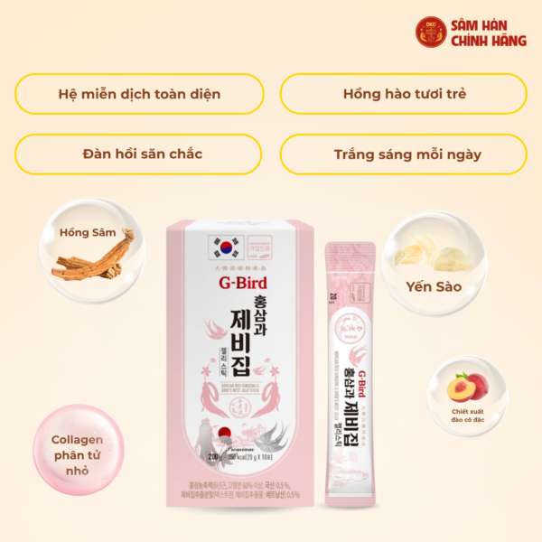 Hồng sâm yến sào G-BIRD (20g x 30 stick dạng thạch) – Daedong