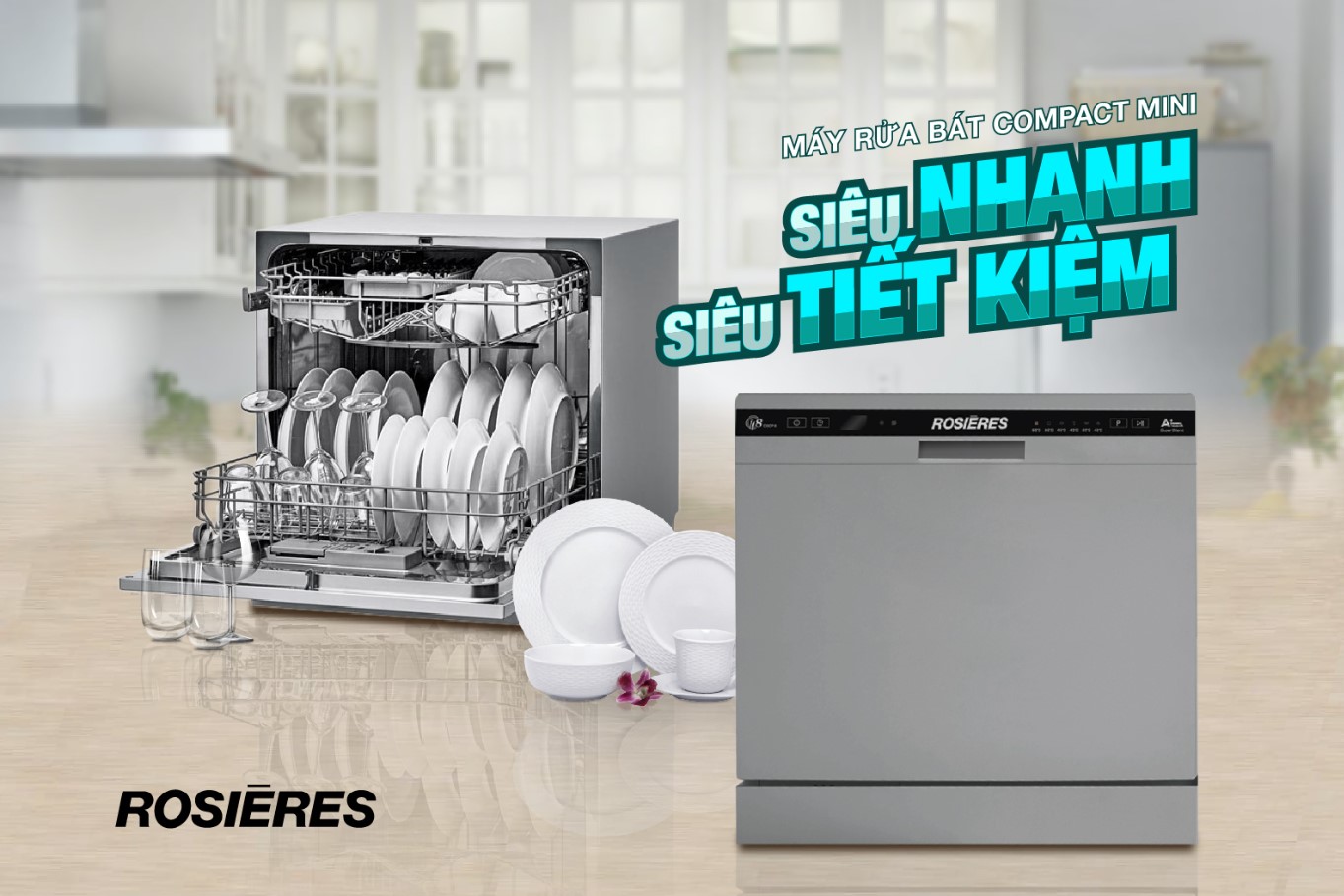 MÁY RỬA BÁT MINI ROSIERES - KHÁM PHÁ MÁY RỬA BÁT PHÁP SIÊU HOT