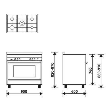 Bếp gas 5 kết hợp lò nướng 90cm Glem MQB612VI