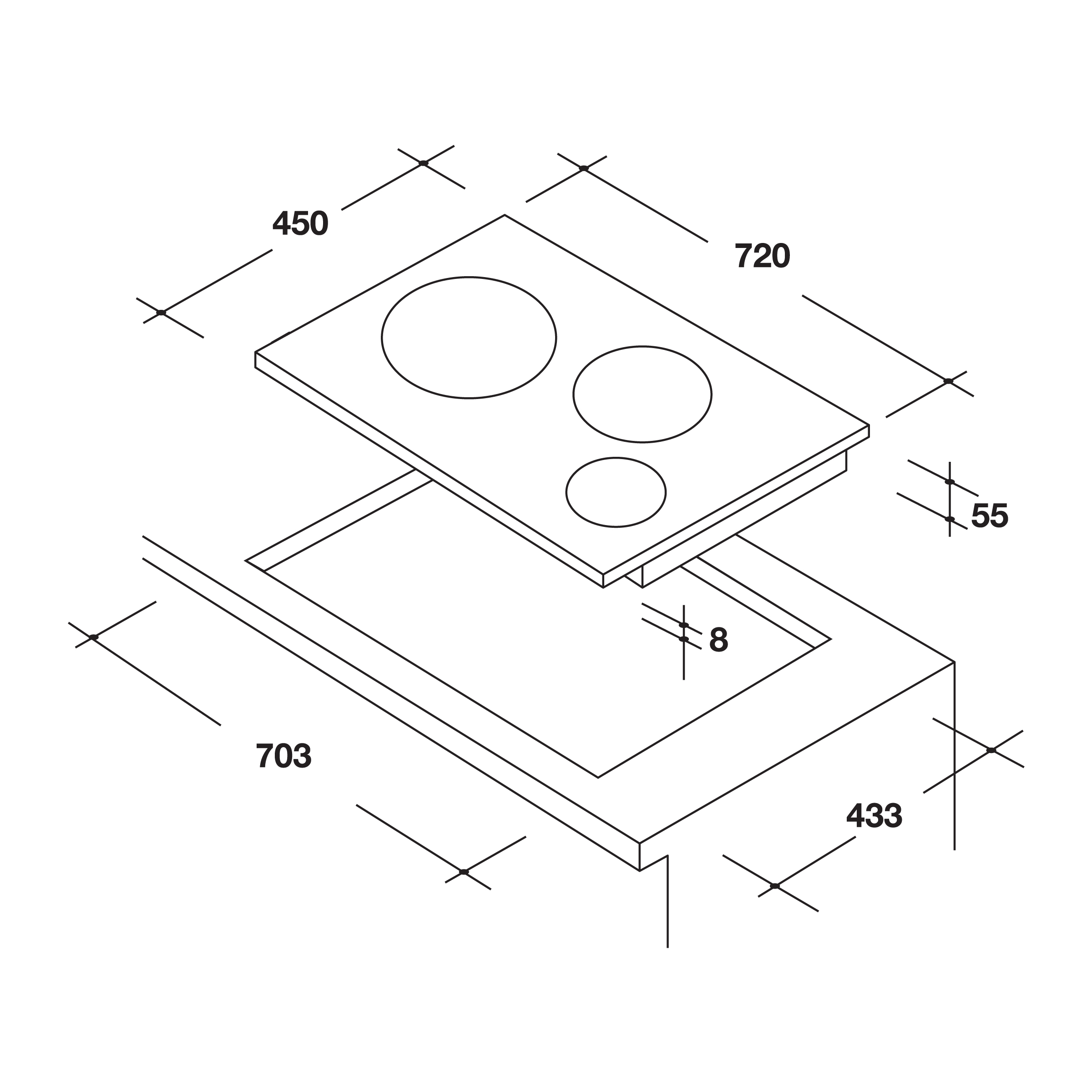 Bếp kết hợp 2 từ 1 hồng ngoại Rosières PMI732N - Nhập khẩu chính hãng