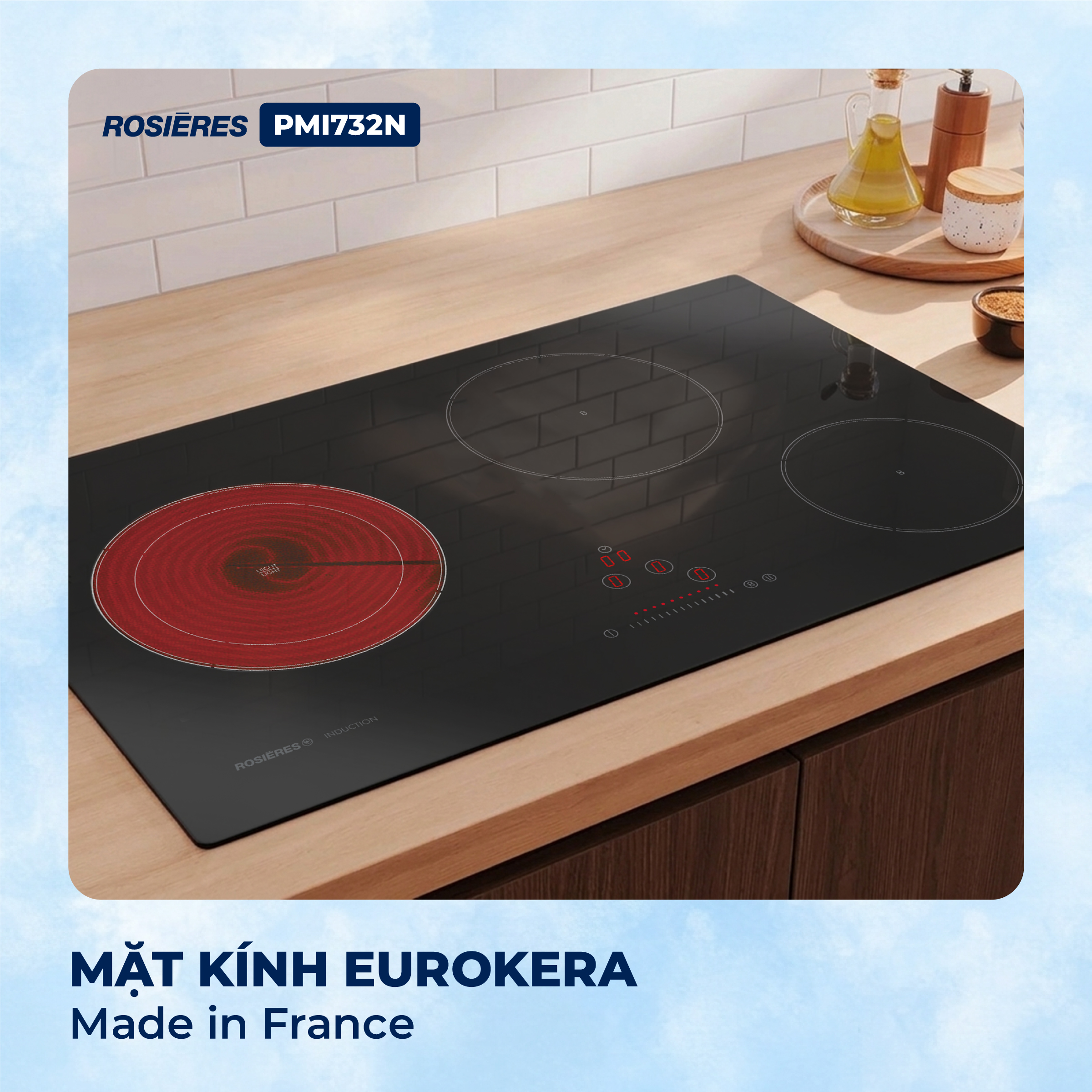 Bếp kết hợp 2 từ 1 hồng ngoại Rosières PMI732N - Nhập khẩu chính hãng