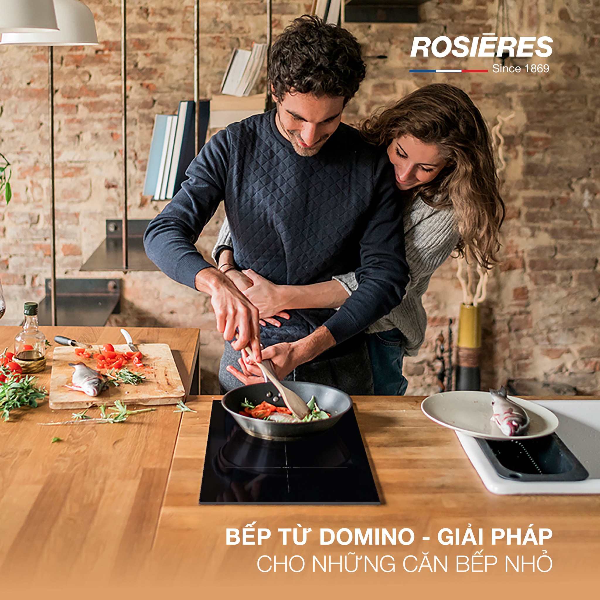Bếp từ domino 2 vùng nấu Rosières MI1301