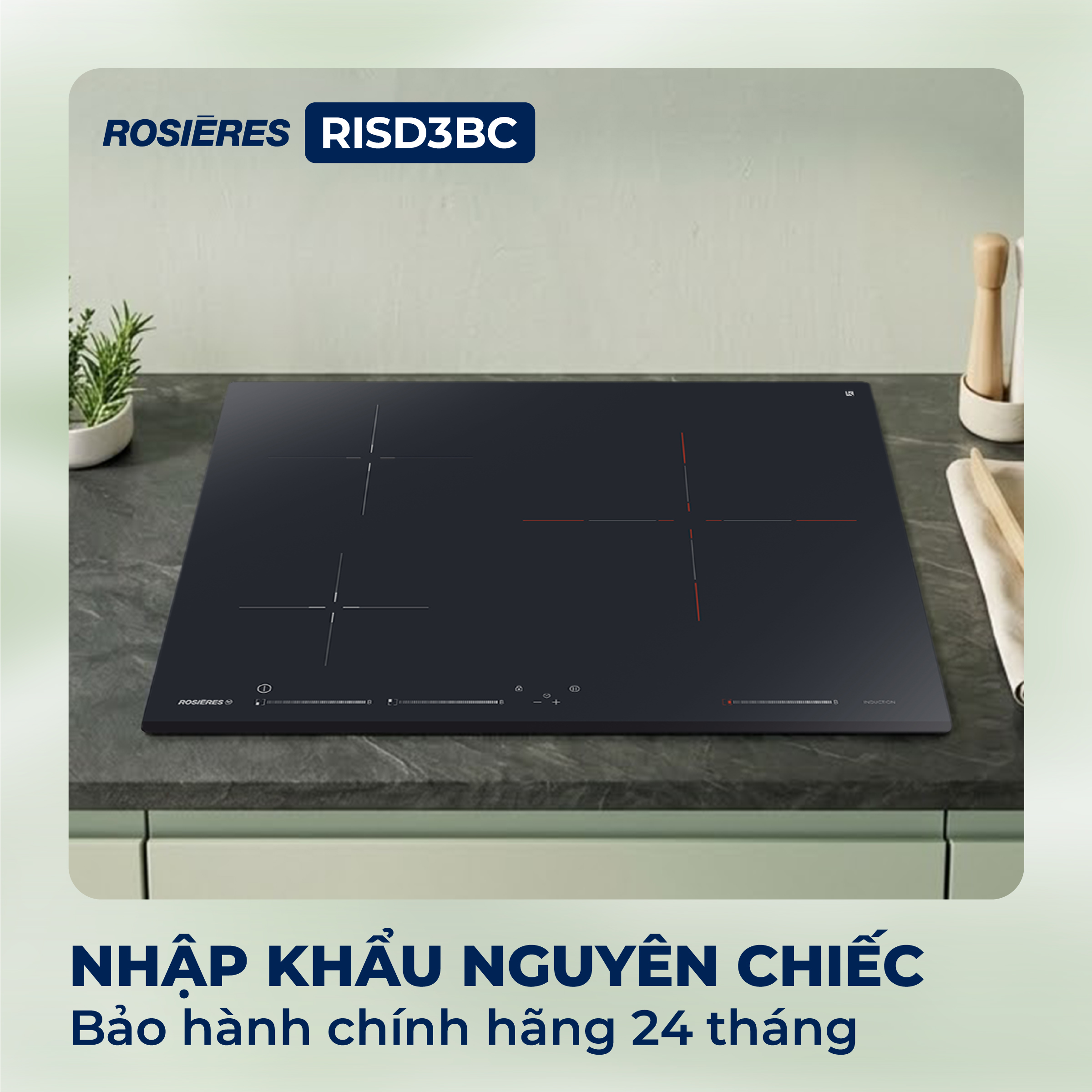 Bếp từ 3 vùng nấu Rosières RISD3BC - Nhập khẩu chính hãng